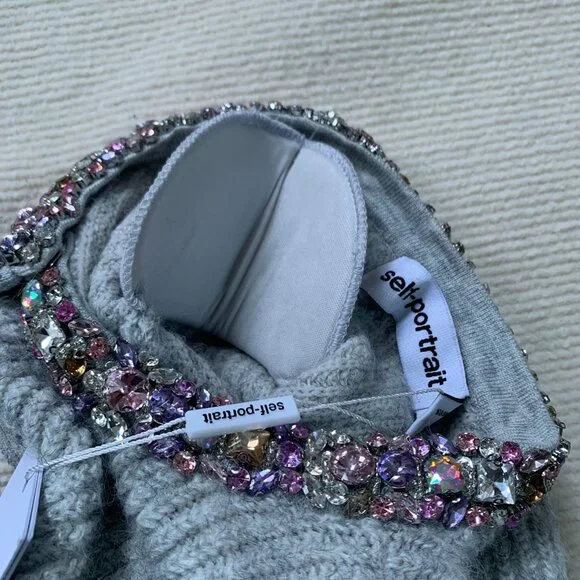 Self-Portrait  Crystal-embellished ribbed-knit cardigan - Picture 9 of 9